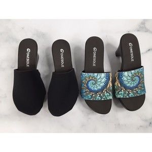 Lot of 2 - OneSole Traveler SHOE Black Sole  wedges, sandals, interchangeable s6